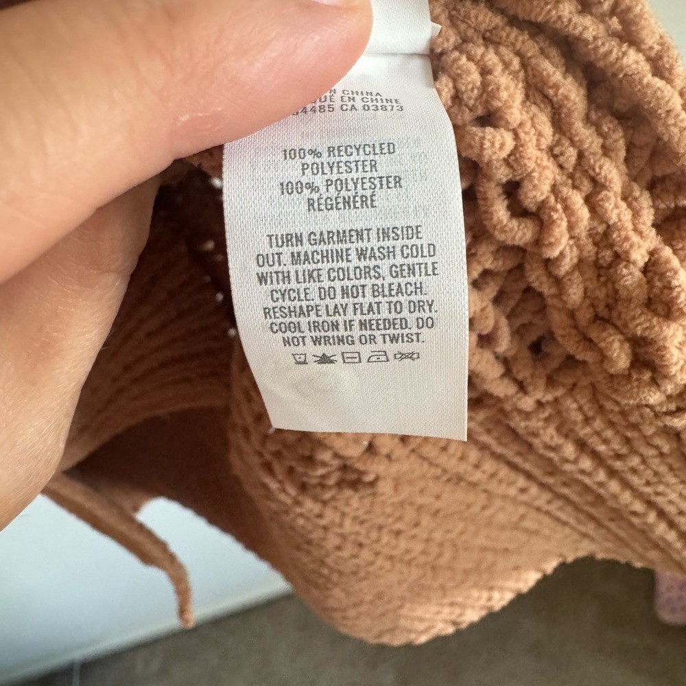 Aerie cable car oversized knit sweater quarter 1/4 zip soft oversized tan size S - Picture 7 of 7